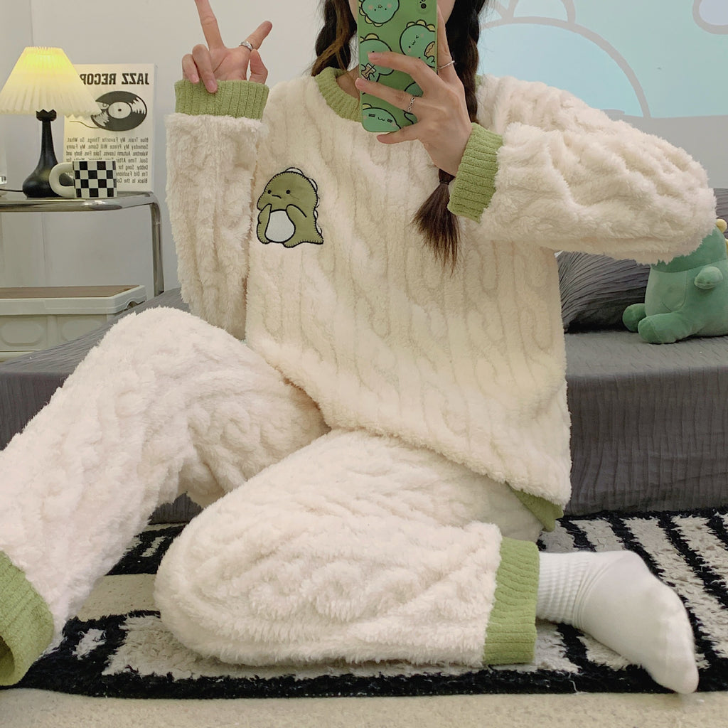Plush Pajamas For Women Autumn And Winter Fleece-lined